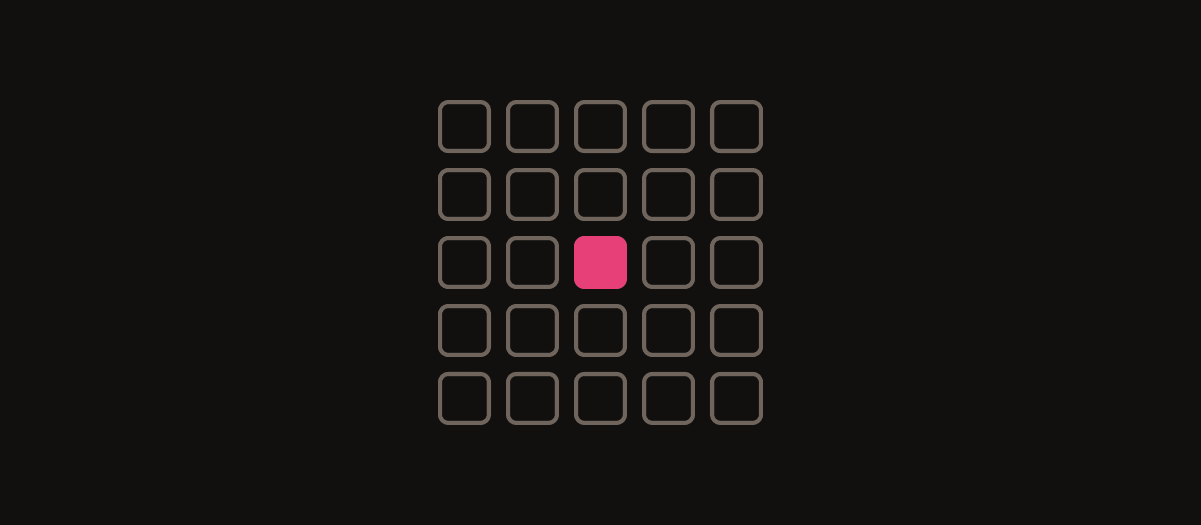 The 25-tile Taskmarket mark with one hot pink tile, after Delphi Digital.